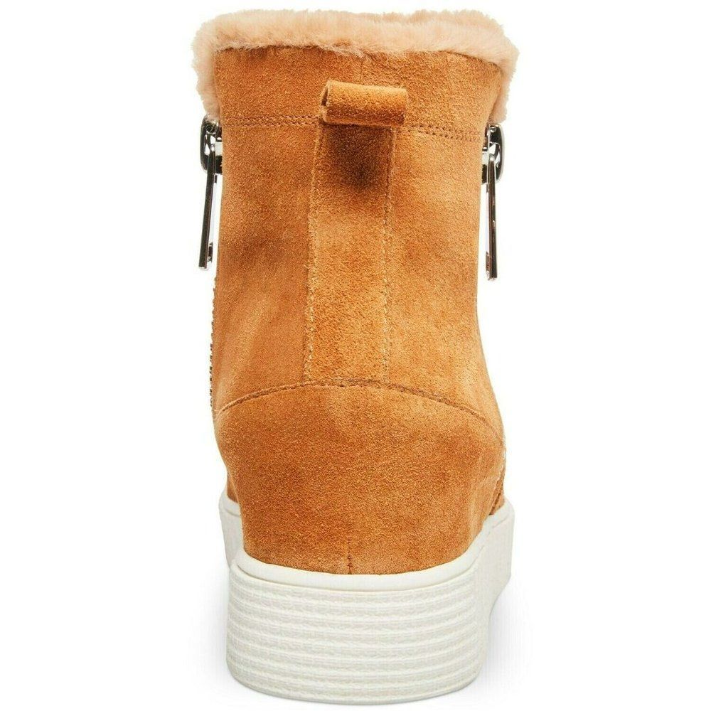 STEVEN NEW YORK Womens Size 8.5 Shearling Suede Wedge Bamby Sneakers Chestnut - Picture 3 of 4